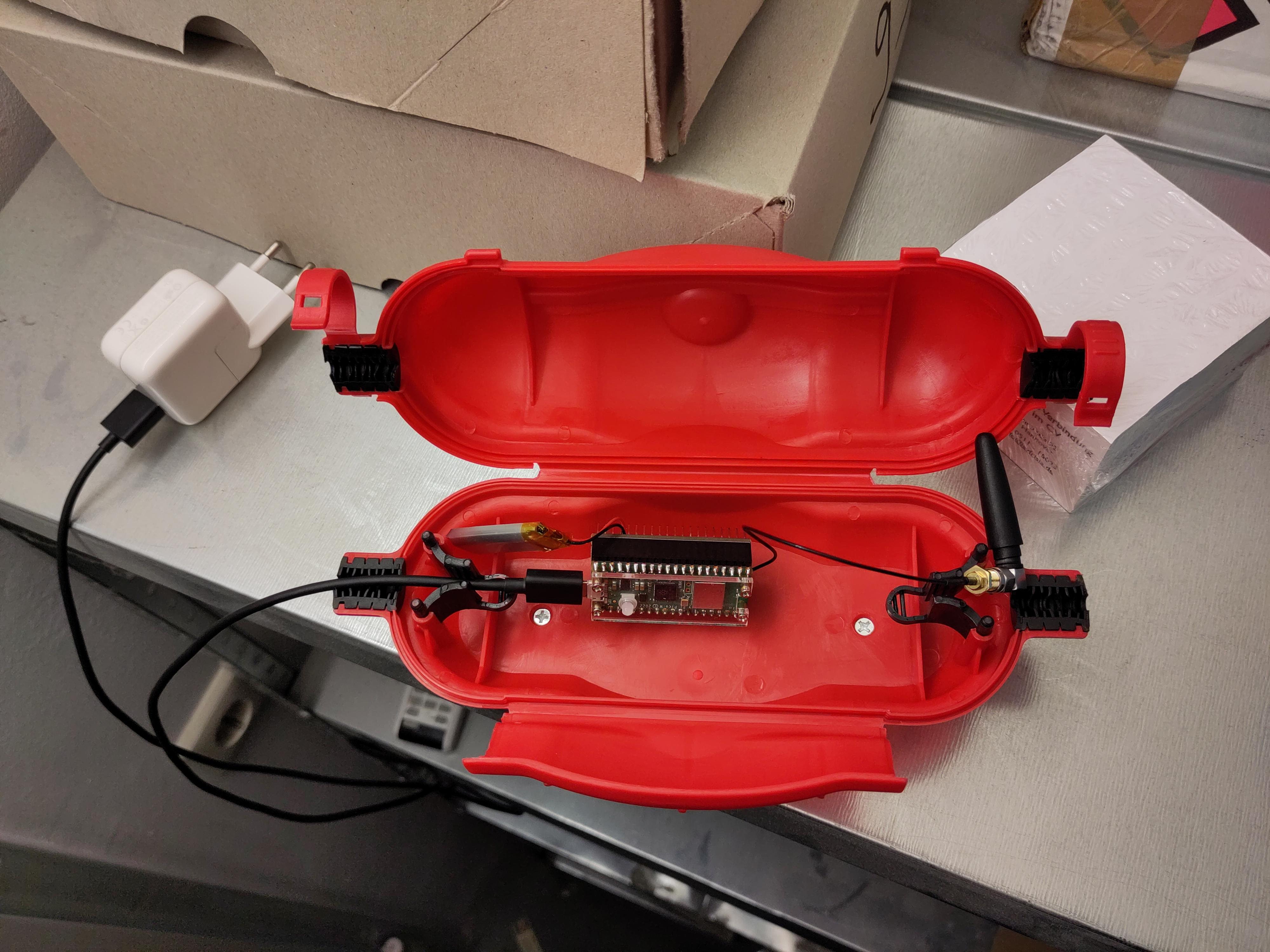 The red color, IP44 rating and left over space inside may be over-the-top, but it works.